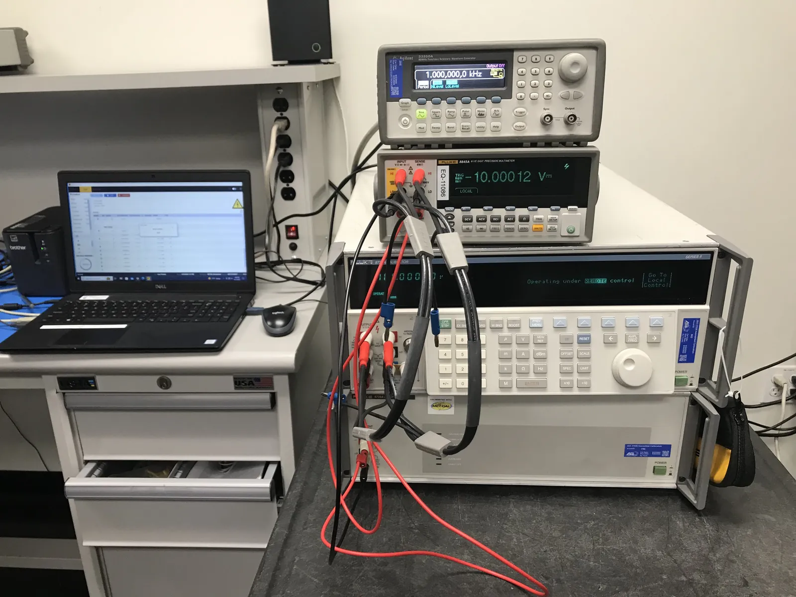 DC voltage calibration of a Fluke 8845A precision multimeter at American Gage